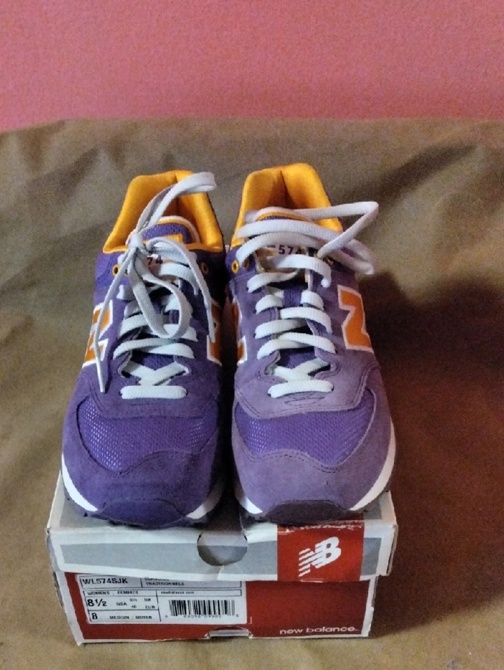 New Balance Purple and Yellow Lace-Up Sneakers